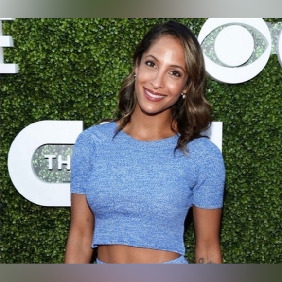 Alice + Olivia Solange Herringbone Knit Merino Wool Sweater Crop Top - Picture 2 of 7